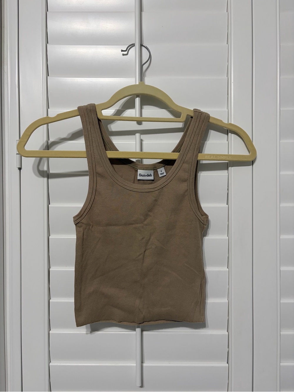 Aritzia Sunday Cropped Tank Top in Taupe